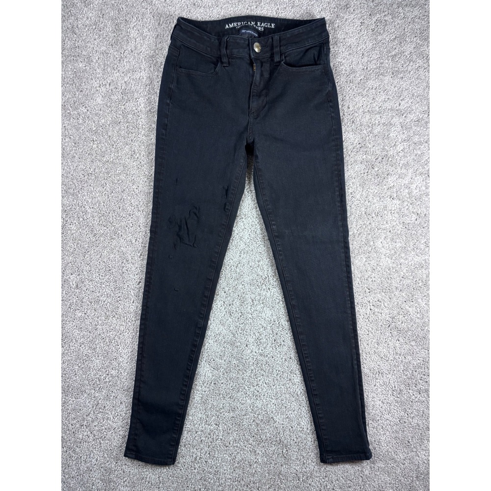 American Eagle Outfitters Hi Rise Jeggings 360 Super Stretch Size 4 Black